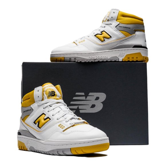 New Balance High Top Sneakers Shoes BB650RCG White Honeycomb Yellow Men\'s main image 4
